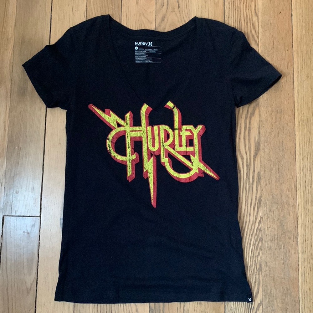 Black Hurley tshirt. Size M. Good used condition. No blemishes. True to size.
